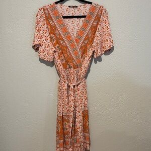 BloomChic Orange and White Floral Dress